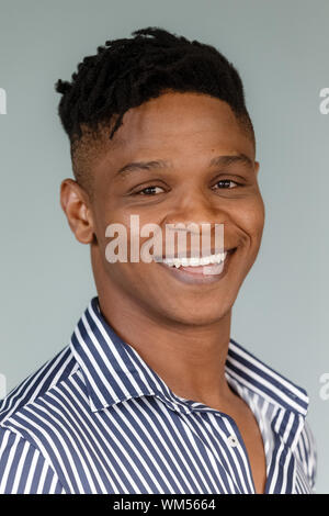 Hamburg, Germany. 14th Aug, 2019. The South African singer Hope Maine stands in his dressing room. As the first cast he plays the Simba in the Hamburg production of the musical König der Löwen. Credit: Markus Scholz/dpa/Alamy Live News Stock Photo