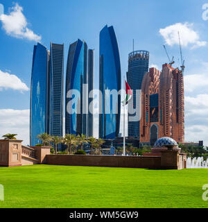 ABU DHABI, UAE - NOVEMBER 30: Etihad Towers on November 30, 2014 in Abu Dhabi. The Etihad Towers is the name of a complex of buildings with five tower Stock Photo