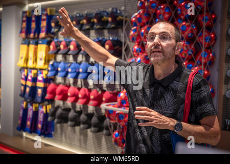 Barcelona, Spain. 04th Sep, 2019. Designer and design theorist Juli Capella at the club store.The FC Barcelona football club opens a new store in the heart of the Ramblas of Barcelona. Located at number 124, it has 1,900m2 and is the fifth store managed 100% by the FC Barcelona. Interior design has been done by designer and design theorist Juli Capella. Credit: SOPA Images Limited/Alamy Live News Stock Photo