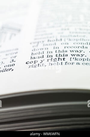 the word 'copyright' highlighted in a dictionary Stock Photo
