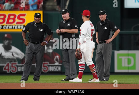 Umpire Cory Blaser during a baseball game between the San