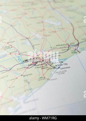 Map of Houston in Texas Stock Photo