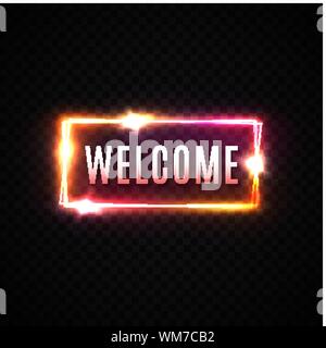 Translucent Welcomesign illustration of transparent welcome sign on orange background Stock ...