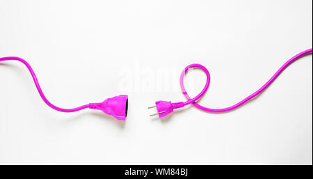 Pink Power Cable isolated on white background Stock Photo