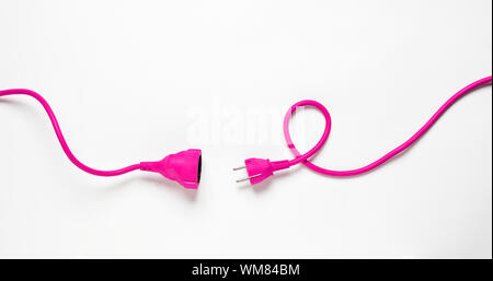 Pink Power Cable isolated on white background Stock Photo