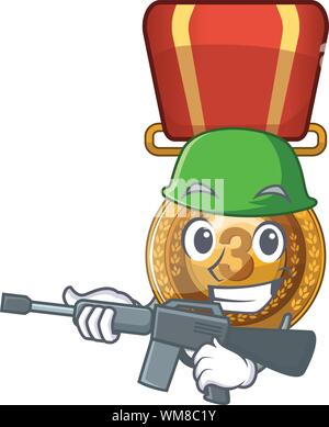 Army bronze medal isolated with the mascot Stock Vector