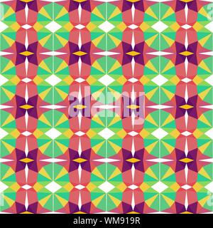 seamless repeatable geometric pattern with peru, dark moderate pink and medium sea green colors. Stock Photo
