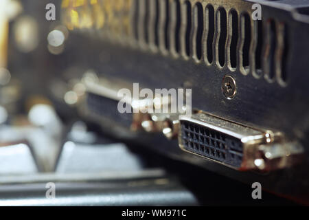 Close-up view of computer graphic card. Horizontal photo Stock Photo
