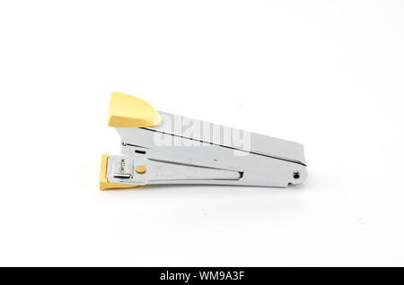 stapled paper isolated on white background Stock Photo