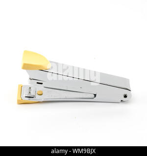 stapled paper isolated on white background Stock Photo