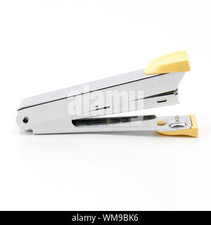 stapled paper isolated on white background Stock Photo