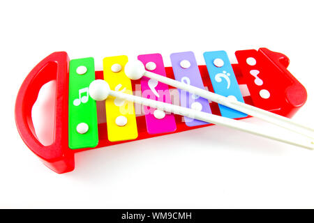 Toy colorful xylophone on white background Stock Photo