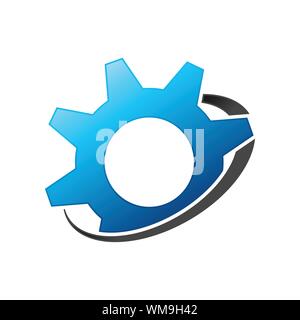 Simple Gear Satellite Engineering Vector Symbol Graphic Logo Design Template Stock Vector