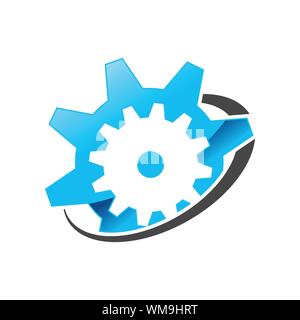 Gear Satellite Global Engineering Vector Symbol Graphic Logo Design Template Stock Vector