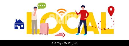 Flat design vector illustration concept for local store marketing isolated people communication personal Stock Vector