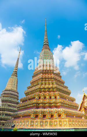Pagodas of Wat Pho temple in Bangkok, Thailand Stock Photo