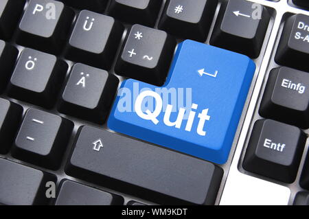 quit button on black internet computer keyboard Stock Photo
