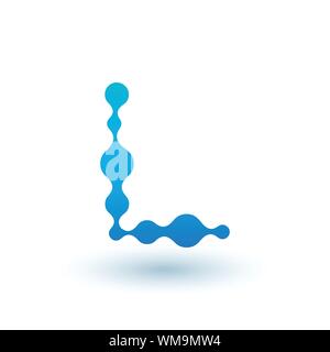 Water molecular initial Letter L Logo design, Fluid liquid Design Element with Dots and shadow. Stock vector illustration isolated on white background Stock Vector