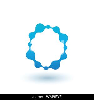 Water molecular initial Letter O Logo design, Fluid liquid Design Element with Dots and shadow. Stock vector illustration isolated on white background Stock Vector