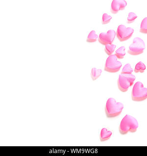 Pink Valentine hearts over white Stock Photo