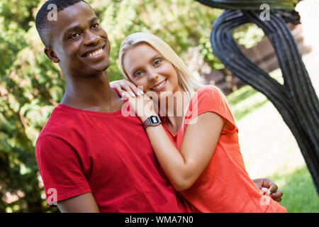 young couple in love summertime fun happiness romance Stock Photo