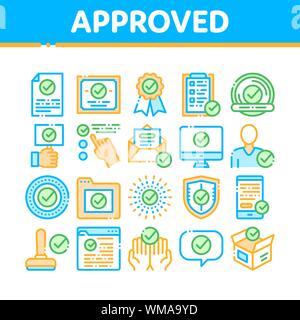 Approved Collection Elements Vector Icons Set Stock Vector