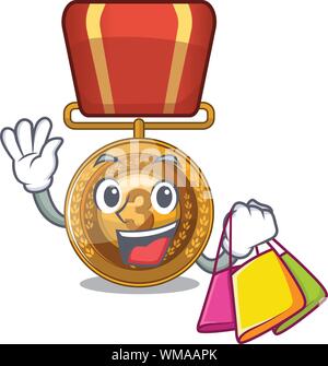 Shopping bronze medal cartoon in character cupboard Stock Vector