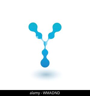 Water molecular initial Letter Y Logo design, Fluid liquid Design Element with Dots and shadow. Stock vector illustration isolated on white background Stock Vector