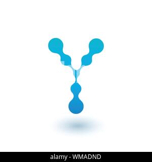 Water molecular initial Letter Y Logo design, Fluid liquid Design Element with Dots and shadow. Stock vector illustration isolated on white background Stock Vector