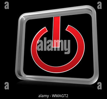A big power button icon on black background Stock Photo
