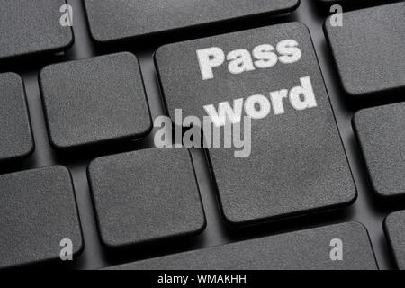Image of a keyboard with text password on the Enter button Stock Photo