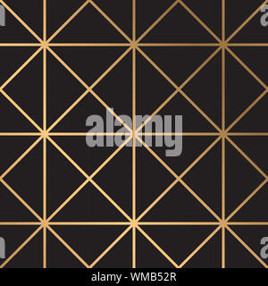 Geometrical abstract golden grill seamless pattern - Black,gold. Great for background,wallpaper,texture, curtains etc. Stock Photo