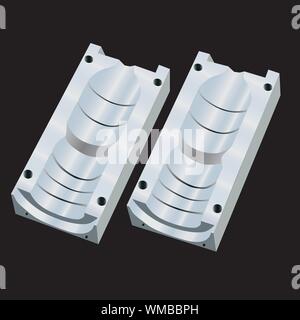 Plastic bottle mold for plastic bottle blowing machine on black background Stock Vector