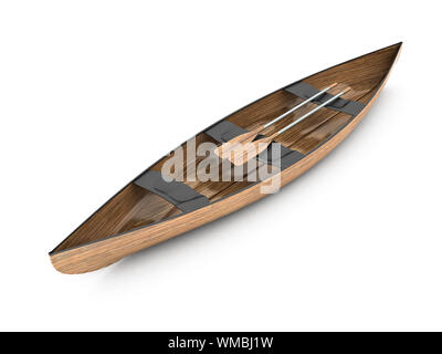 Wooden boat canoe isolated on a white background Stock Photo