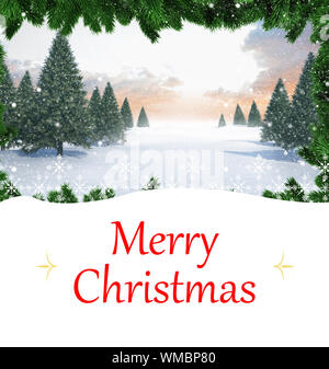Composite image of christmas card against christmas scene Stock Photo