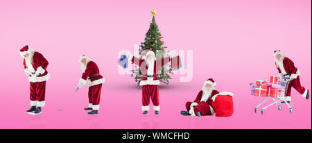 Composite image of different santas against pink vignette Stock Photo