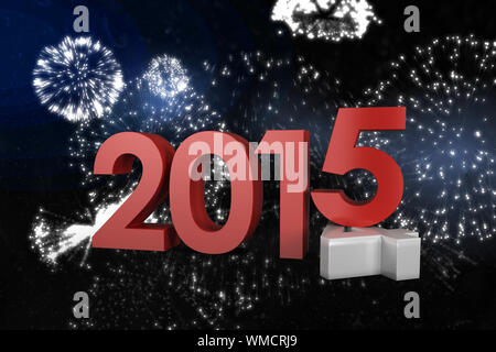 2014 and 2015 against white fireworks exploding on black background Stock Photo