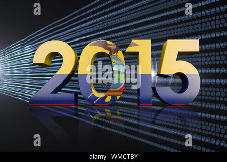 Ecuador national flag against abstract shiny lines on black background Stock Photo