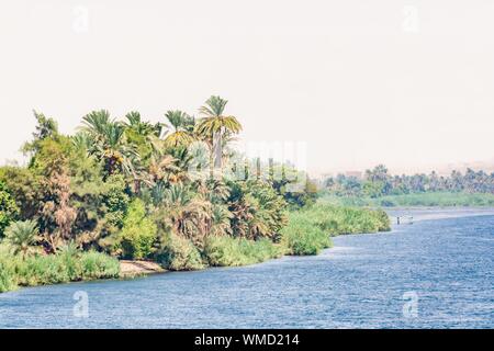 Bank of Nile river seen during touristic cruise, Egypt Stock Photo