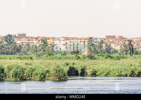 Bank of Nile river seen during touristic cruise, Egypt Stock Photo