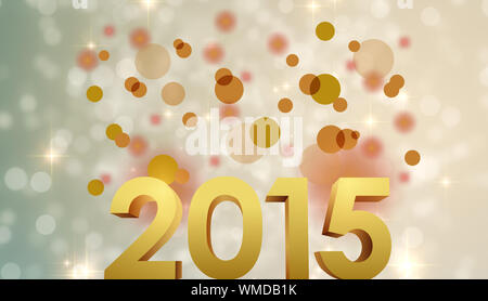 golden 2015 against light design shimmering on silver Stock Photo