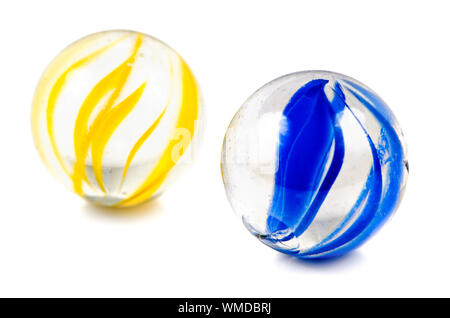 A Pair of Glass Cateye Marbles Isolated on a White Background. Stock Photo