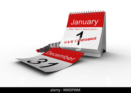 Composite image of new years resolutions on january calendar Stock Photo