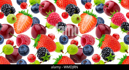 Falling berries seamless pattern isolated on white background Stock Photo