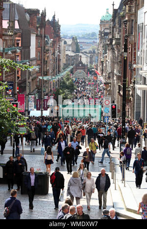 Shoppers in Buchanan Street, Glasgow, Scotland, UK the shopping centre known as the Style Mile Stock Photo