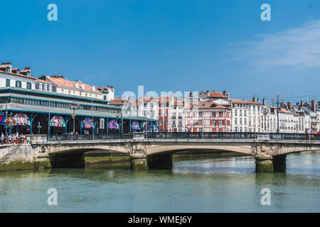 Historical and cultural city center of Bayonne, Pyrenees, France Stock Photo