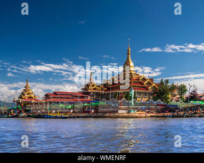 Buddhist temple Hpaung Daw U Pagoda on the Inle lake Stock Photo
