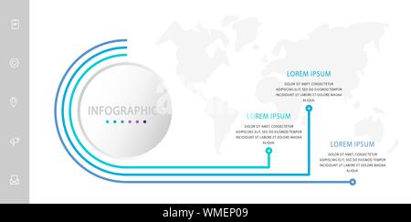 Vector minimalist infographic template with circle. Business geometric concept with 3 options. Used as blank space for content, step for step, timelin Stock Vector
