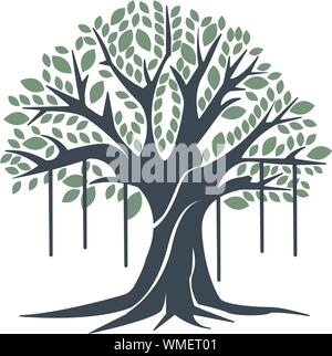 vintage tree logo concept, tree icon vector Stock Vector