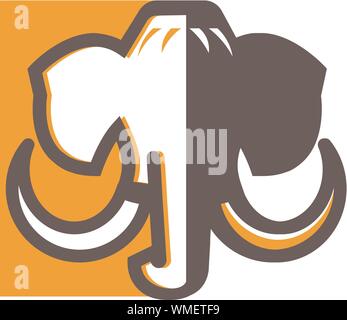 mammoth vector illustration logo element, mascot or avatar icon- abstract design Stock Vector